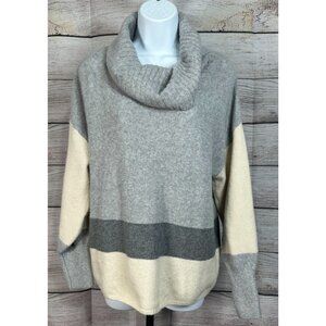 Olive + Oak Women’s Cowl Neck Colorblock Sweater Gray Long Sleeve Large NWT